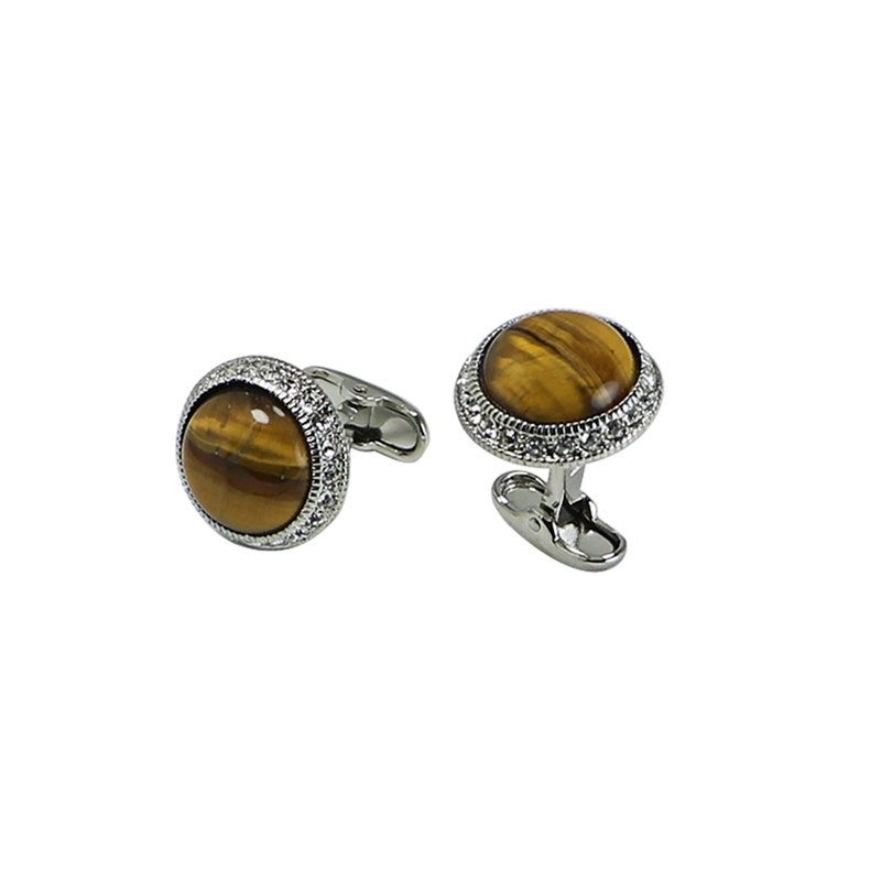 Tiger\'s Eye & Crystal Hola Wholesale Cuff Links