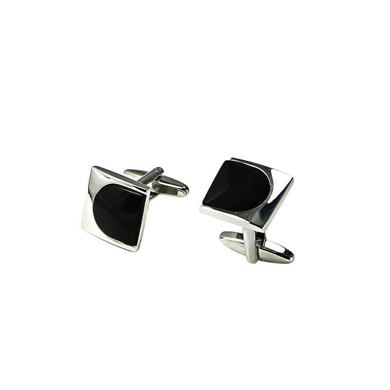 Black Agate Square Men's Cuff Links