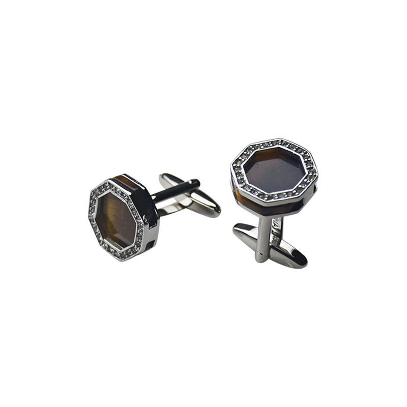 Tiger's Eye & Crystal Personalized Shirts Cuff Links