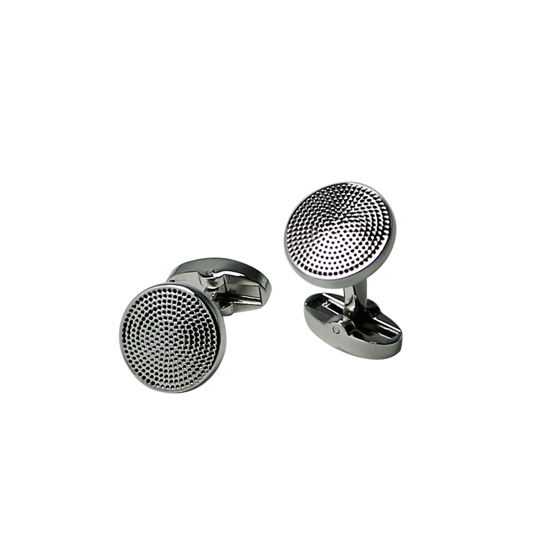 Round Dots Silvertone Personalized Cuff Links