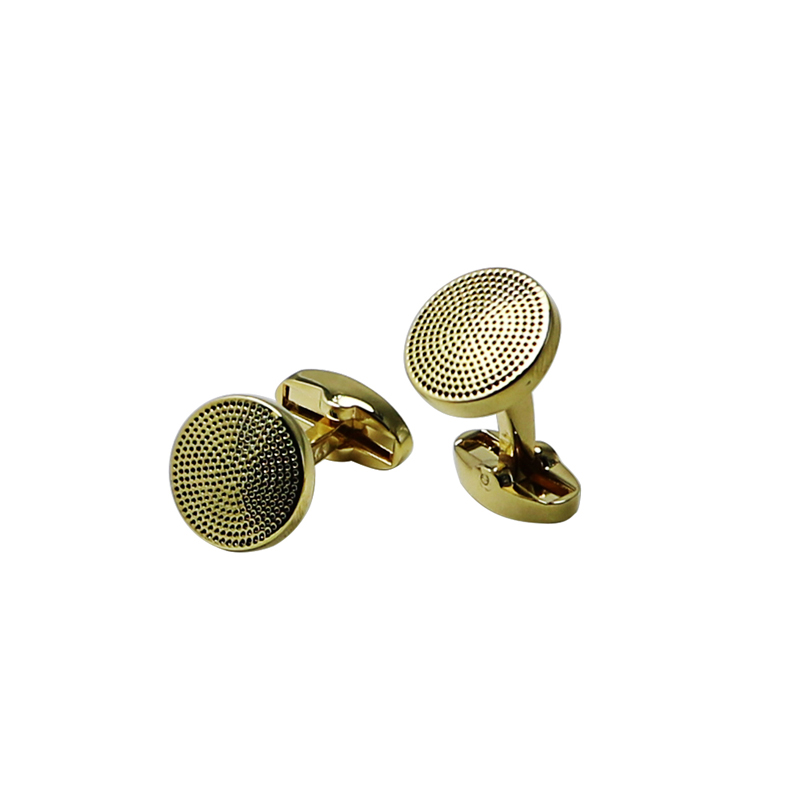 Round Dots 18k Gold Plated Personalized Cuff Links