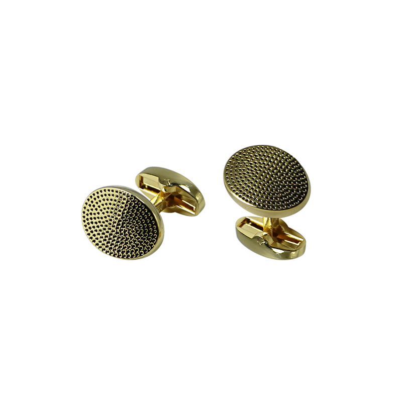 Black Domes Gold Plated Oval Cuff Links