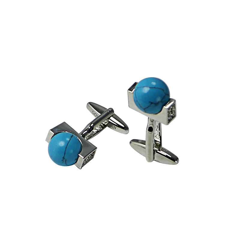 Turquoise & Crystal Ball Unique Cuff Links